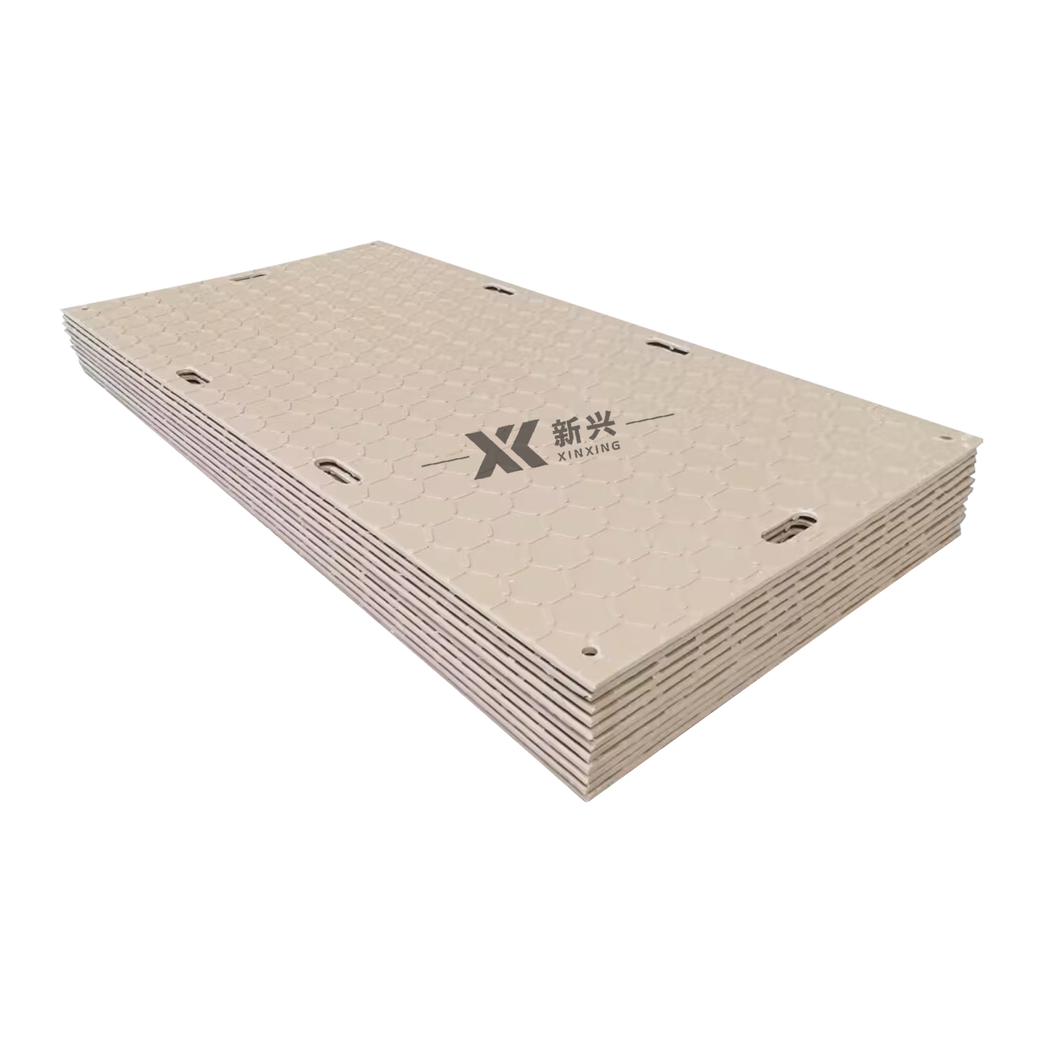 Compression-resistant and corrosion-resistant polyethylene ground protection mat for soft roads